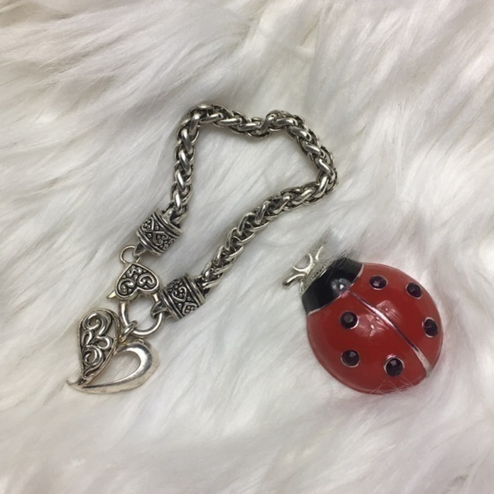 Scroll style, braided band, heart bracelet, EUC.